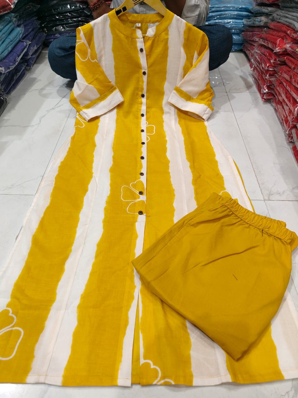 Striped Printed Kurti Set with Pants
