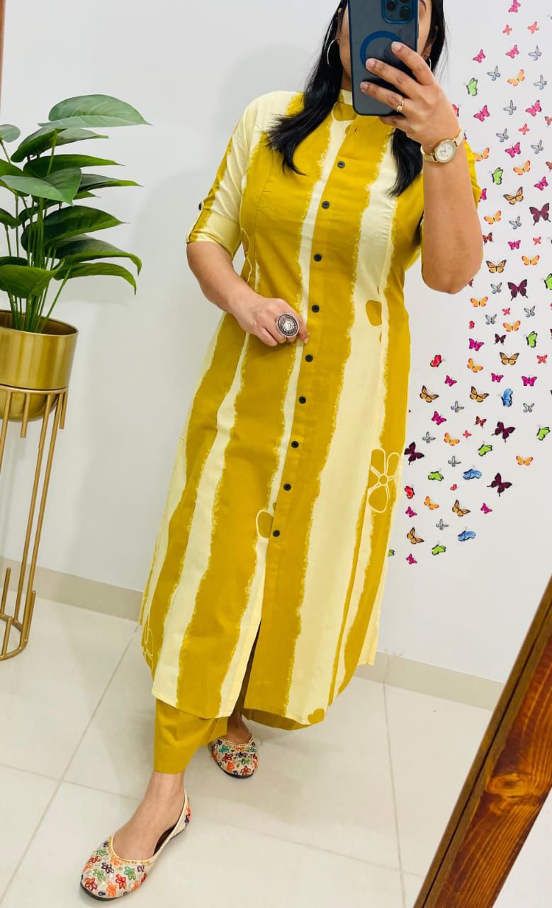 Striped Printed Kurti Set with Pants