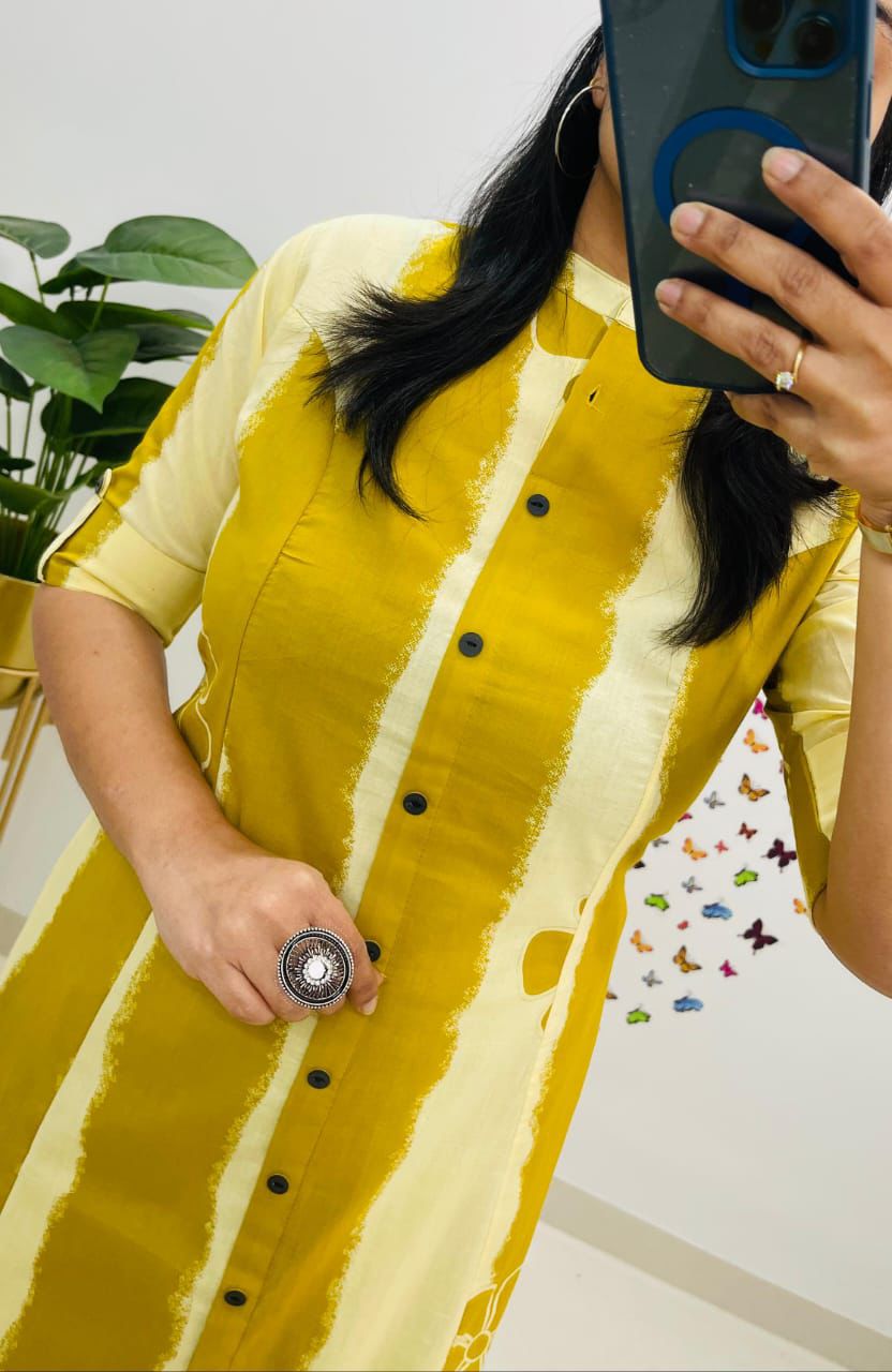 Striped Printed Kurti Set with Pants