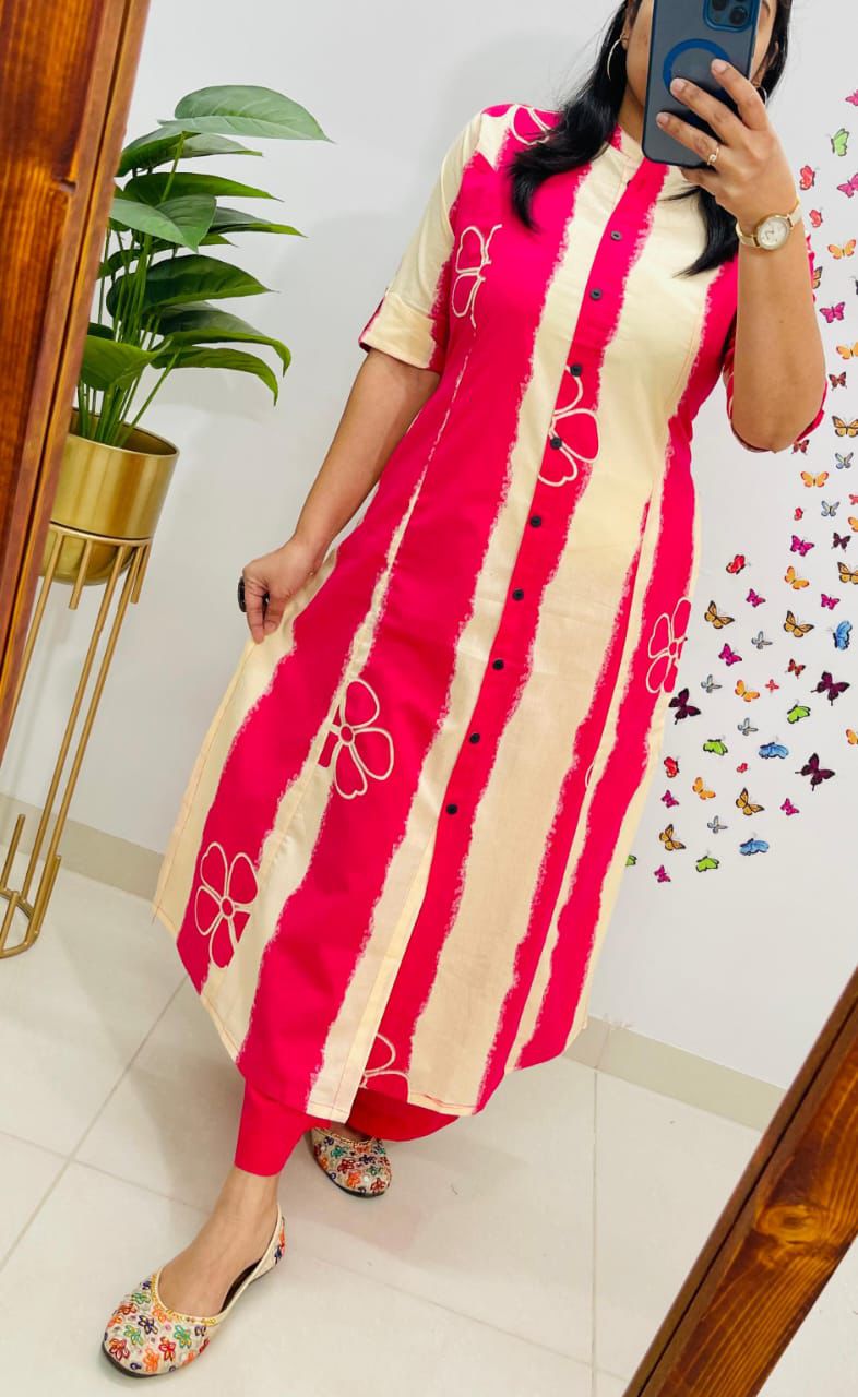 Striped Printed Kurti Set with Pants