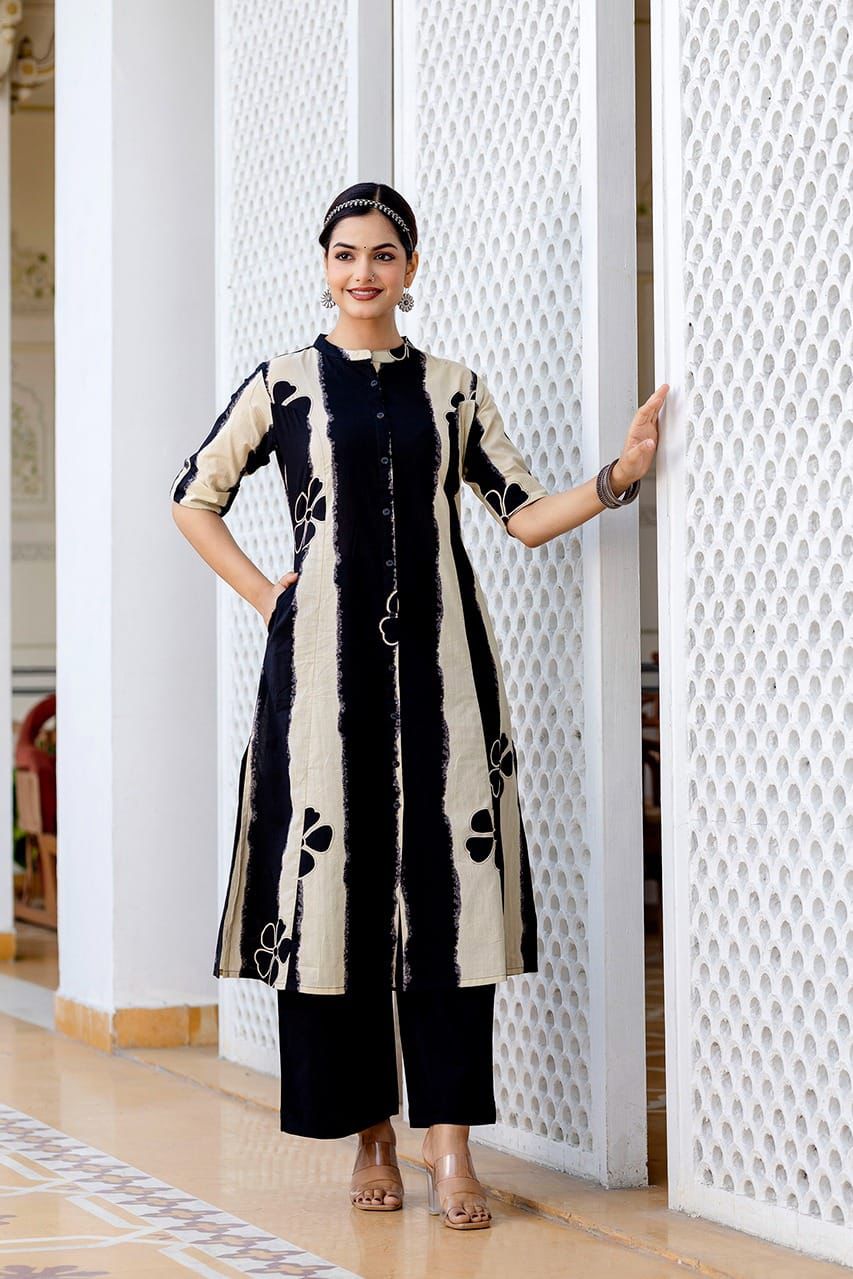 Striped Printed Kurti Set with Pants