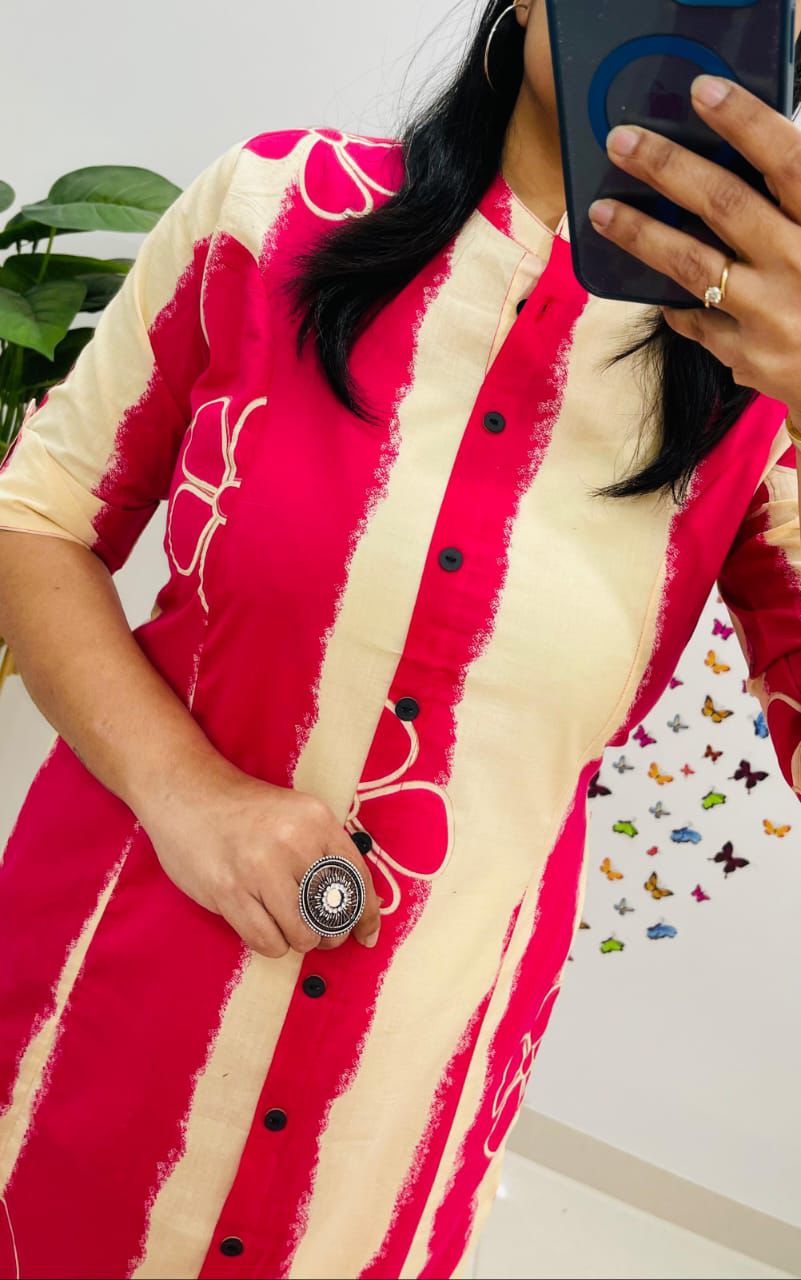 Striped Printed Kurti Set with Pants