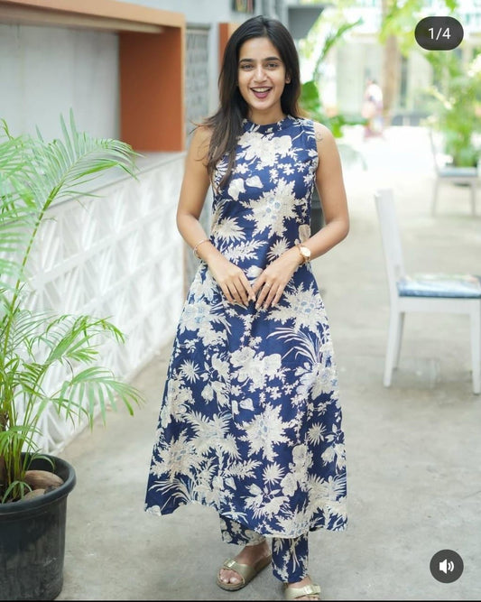 Stylish and comfortable floral print kurta set