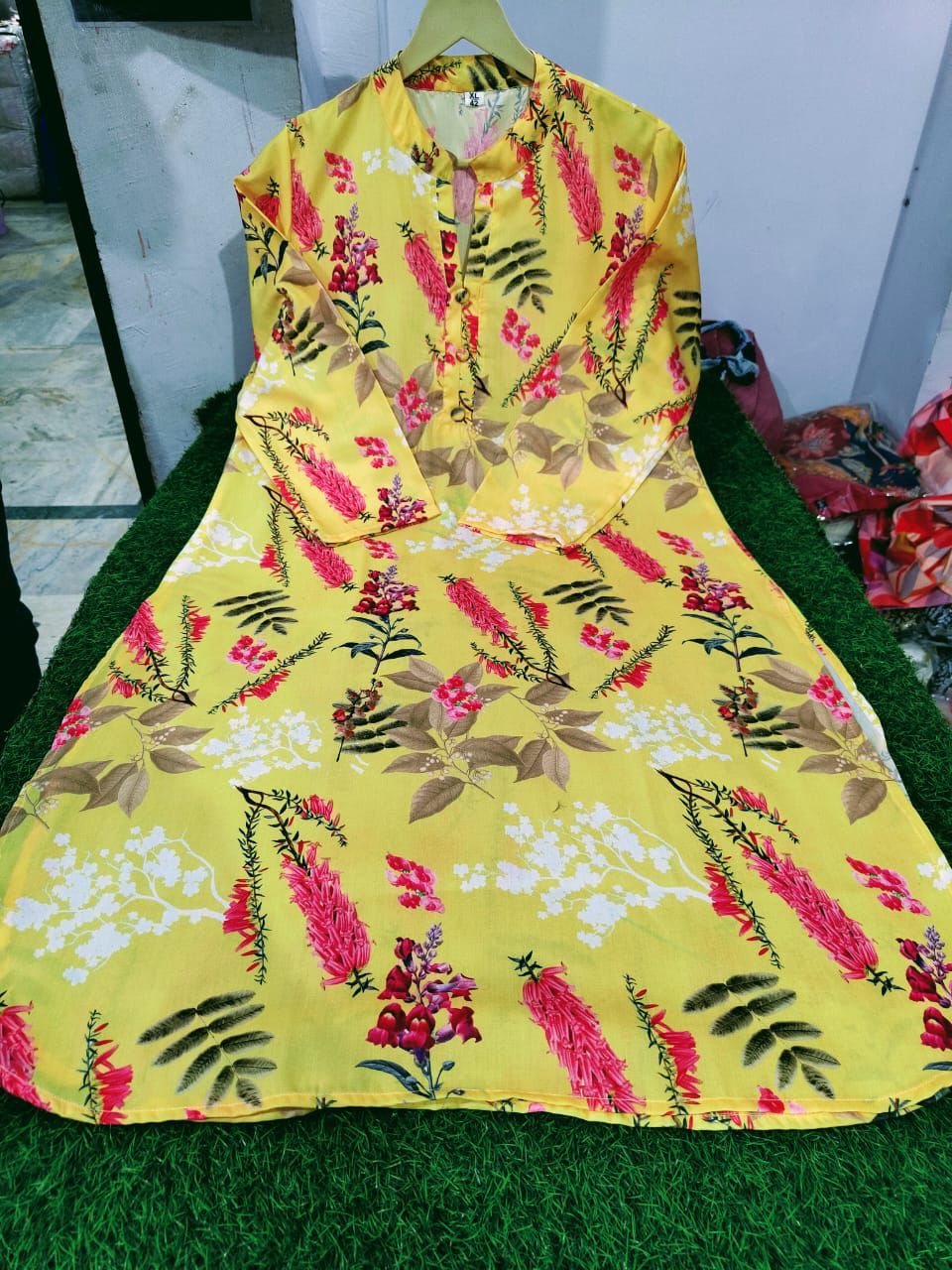 Yellow Floral Printed Kurta Set